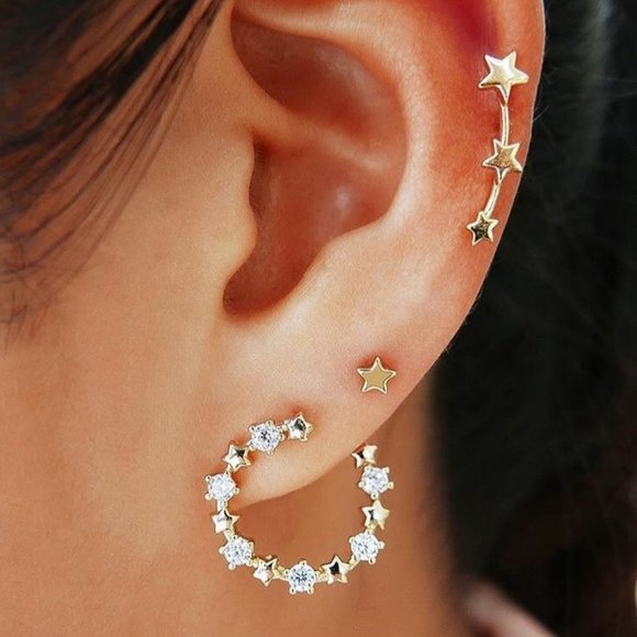 Jewelry - ❤️ 3/$30 Star Stud and Star Hoop Earrings Set